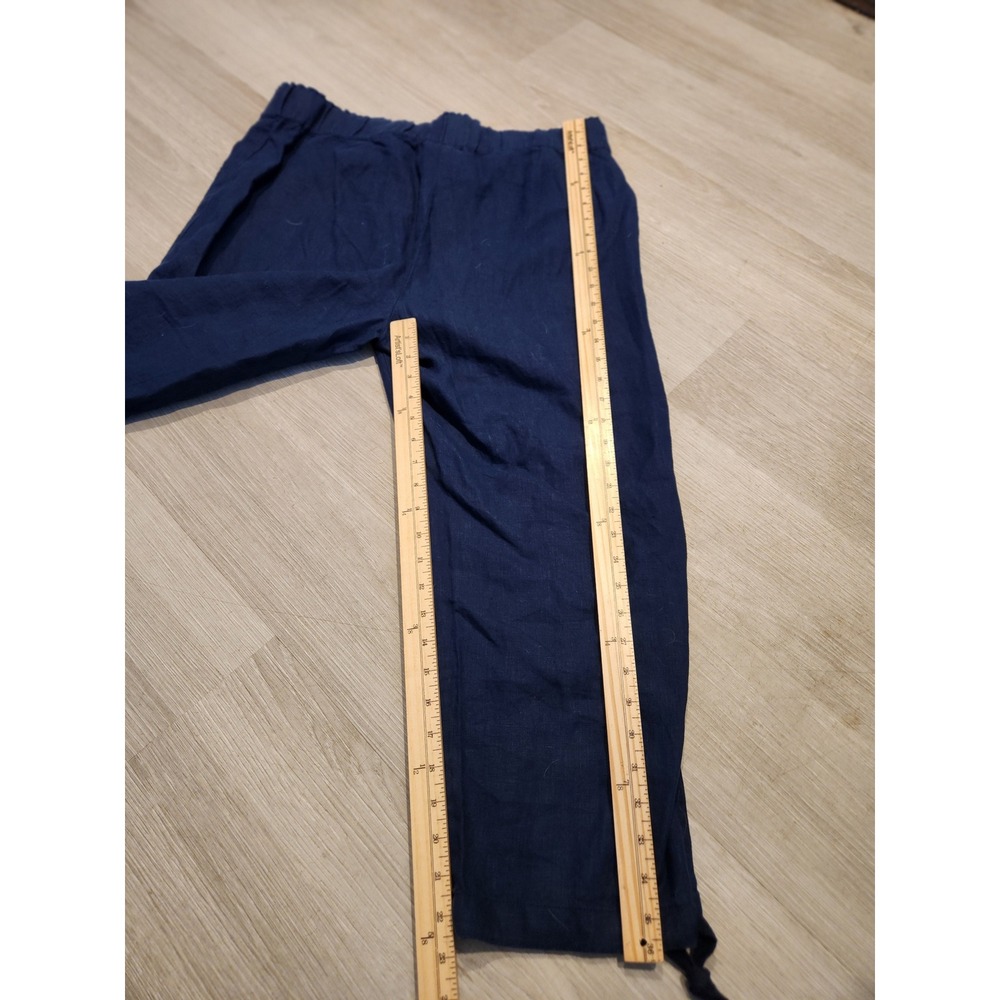 J. Jill Pure Jill Linen Pants Navy Blue Elastic Waist Drawstring Hem Large NEW - Picture 8 of 9